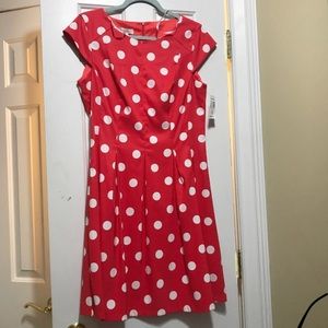 Dress Barn Coral Polka Dot Dress